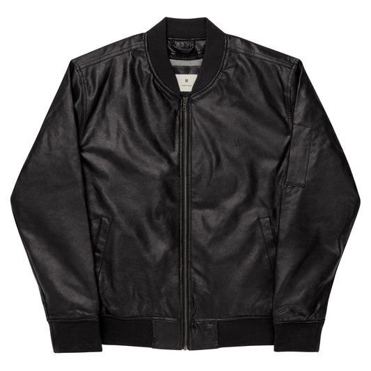 Leather Bomber Jacket - Black