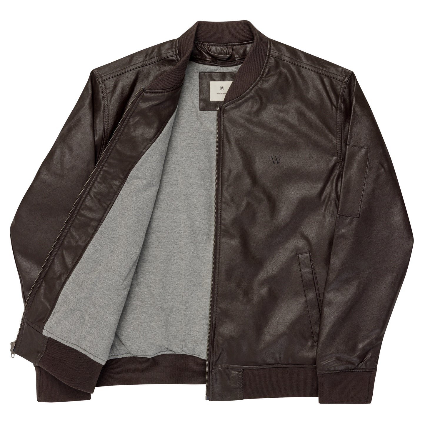 Leather Bomber Jacket - Brown