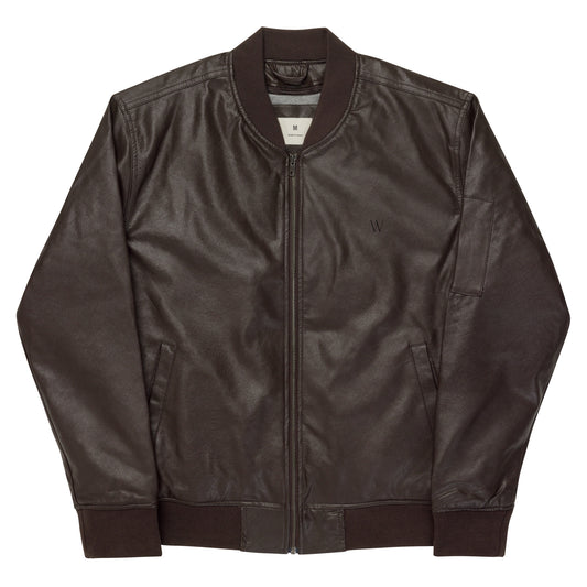 Leather Bomber Jacket - Brown