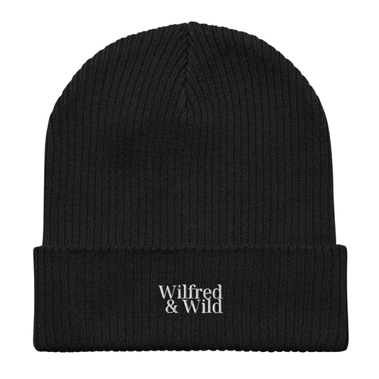 Organic Ribbed Cotton Beanie - Black