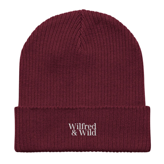 Organic Ribbed Cotton Beanie - Burgundy