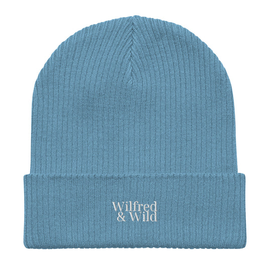 Organic Ribbed Cotton Beanie - Sky Blue