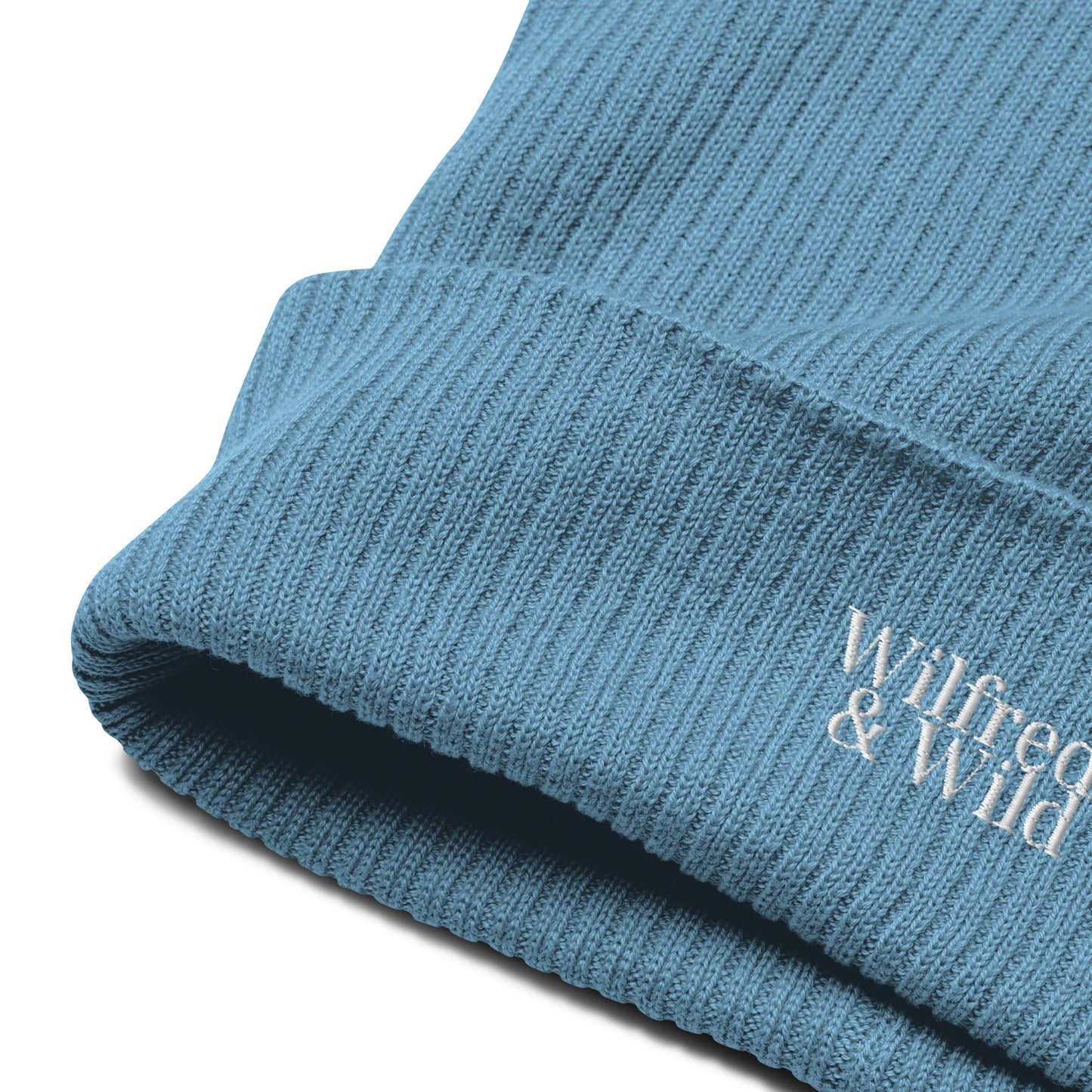 Organic Ribbed Cotton Beanie - Sky Blue